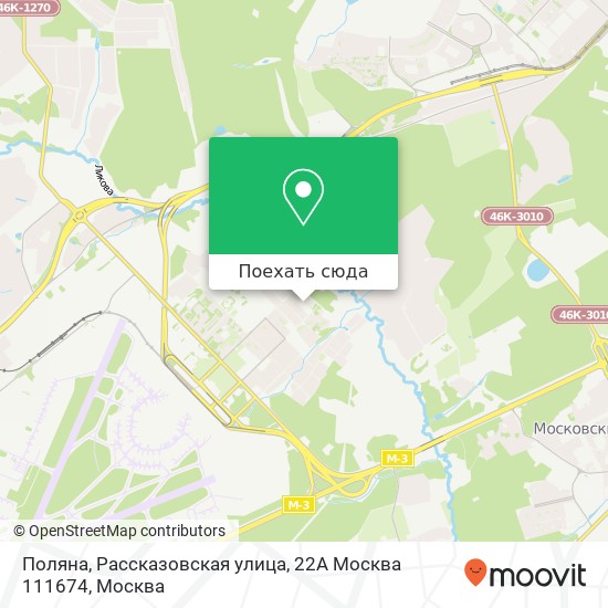 Карта Поляна, Рассказовская улица, 22A Москва 111674