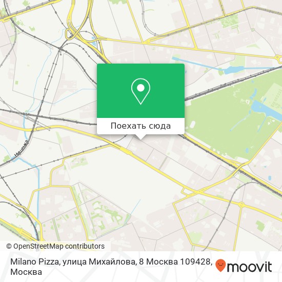 Карта Milano Pizza, улица Михайлова, 8 Москва 109428