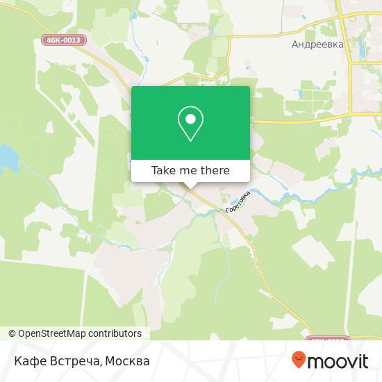 Карта Кафе Встреча, Пятницкое шоссе Солнечногорский район 141551