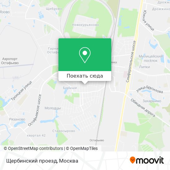 Карта Щербинский проезд