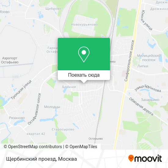 Карта Щербинский проезд