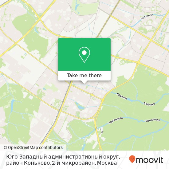 Карта Юго-Западный административный округ, район Коньково, 2-й микрорайон