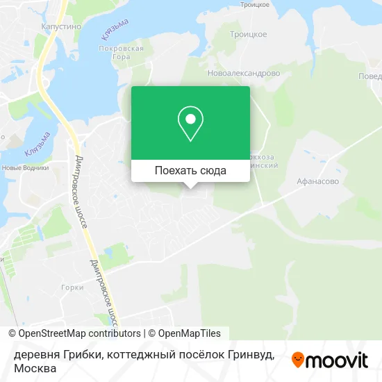 Карта деревня Грибки, коттеджный посёлок Гринвуд