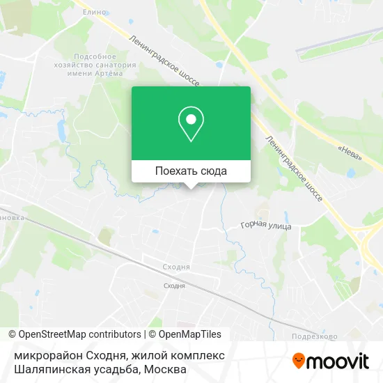 Карта микрорайон Сходня, жилой комплекс Шаляпинская усадьба