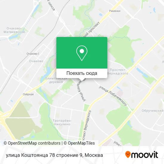 Карта улица Коштоянца 78 строение 9