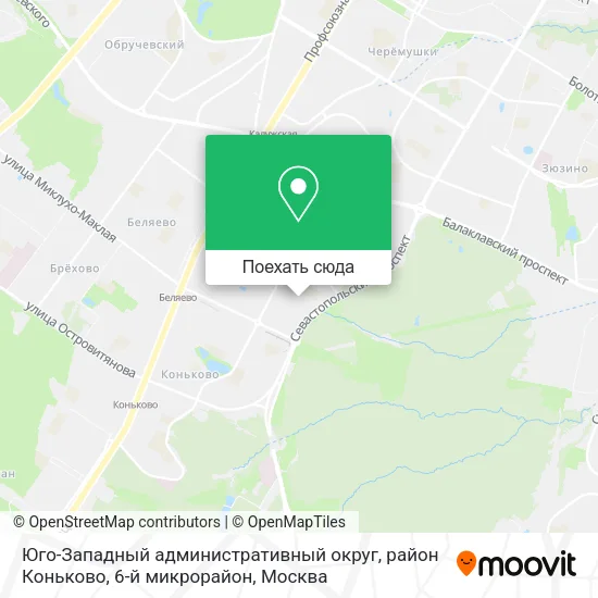 Карта Юго-Западный административный округ, район Коньково, 6-й микрорайон