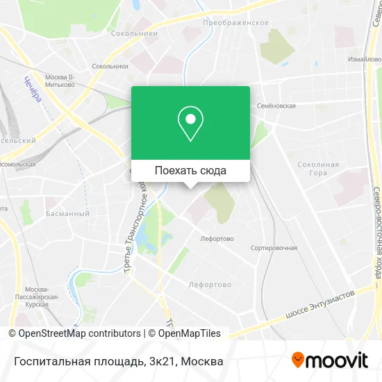 Карта Госпитальная площадь, 3к21