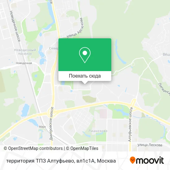 Карта территория ТПЗ Алтуфьево, вл1с1А