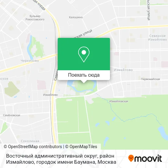 Карта Восточный административный округ, район Измайлово, городок имени Баумана