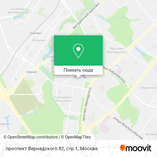 Карта проспект Вернадского 82, стр.1
