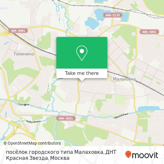 Карта посёлок городского типа Малаховка, ДНТ Красная Звезда