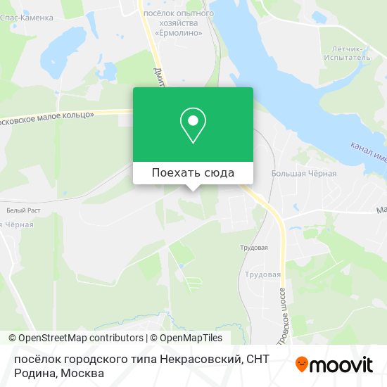 Карта посёлок городского типа Некрасовский, СНТ Родина