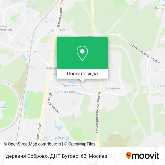 Карта деревня Боброво, ДНТ Бутово, 63