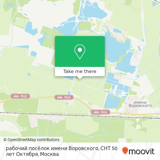 Карта рабочий посёлок имени Воровского, СНТ 50 лет Октября