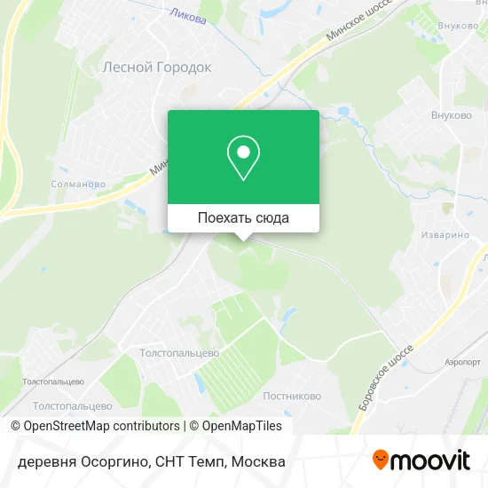 Карта деревня Осоргино, СНТ Темп