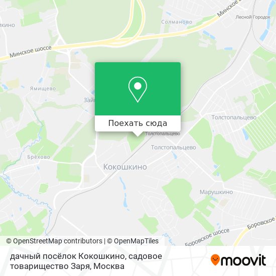 Карта дачный посёлок Кокошкино, садовое товарищество Заря