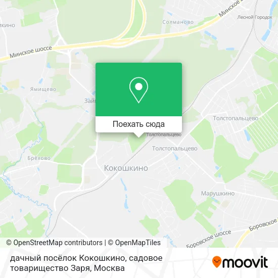 Карта дачный посёлок Кокошкино, садовое товарищество Заря