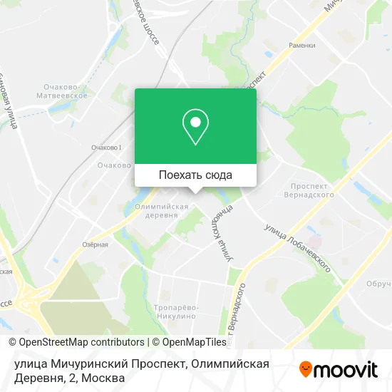 Карта улица Мичуринский Проспект, Олимпийская Деревня, 2