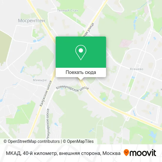 Карта МКАД, 40-й километр, внешняя сторона
