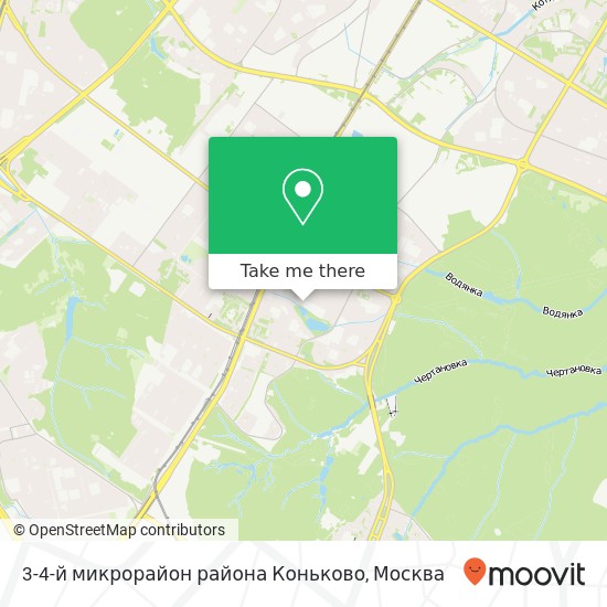 Карта 3-4-й микрорайон района Коньково