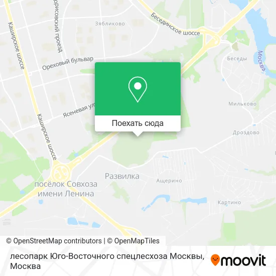 Карта лесопарк Юго-Восточного спецлесхоза Москвы