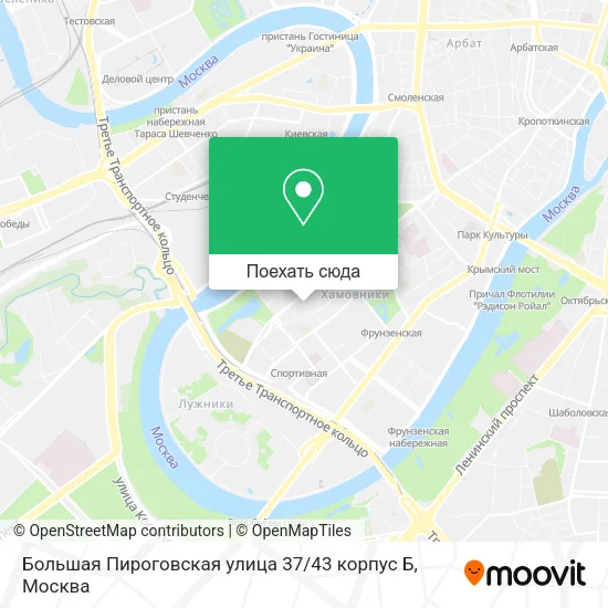 Карта Большая Пироговская улица 37 / 43 корпус Б