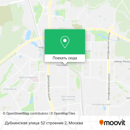Карта Дубнинская улица 52 строение 2