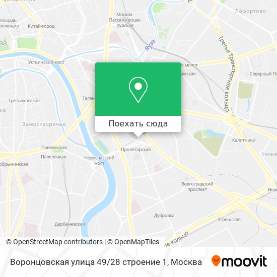 Карта Воронцовская улица 49 / 28 строение 1