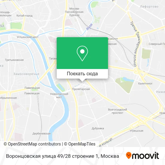 Карта Воронцовская улица 49 / 28 строение 1