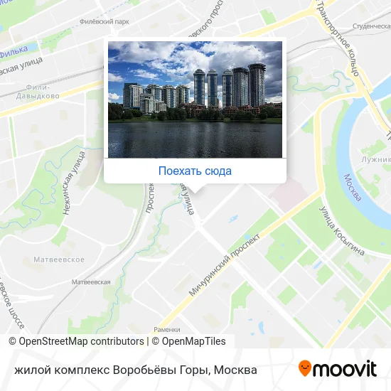 Карта жилой комплекс Воробьёвы Горы