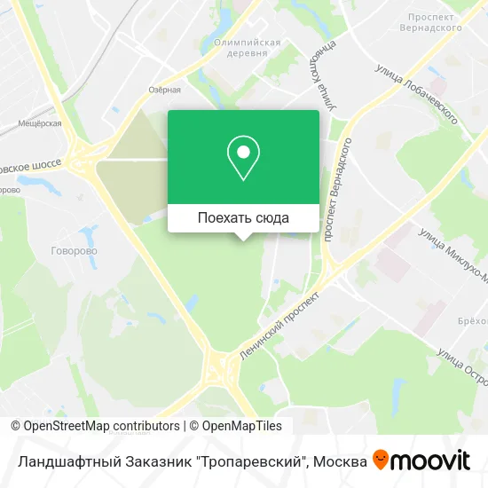 Карта Ландшафтный Заказник "Тропаревский"