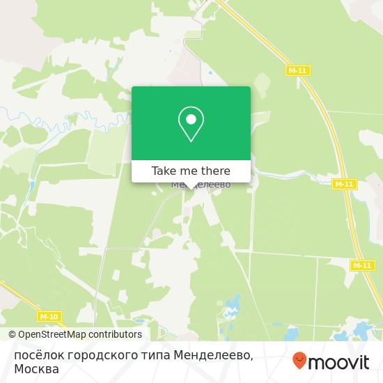 Карта посёлок городского типа Менделеево