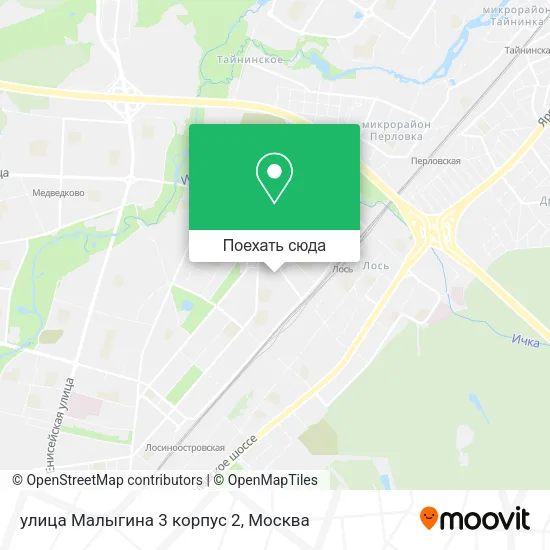 Карта улица Малыгина 3 корпус 2
