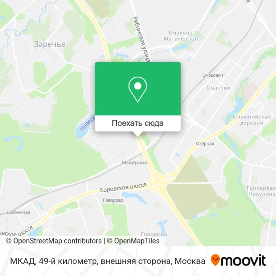 Карта МКАД, 49-й километр, внешняя сторона