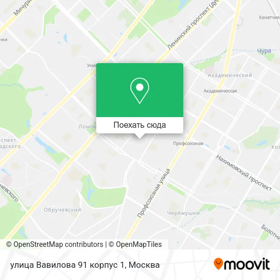 Карта улица Вавилова 91 корпус 1