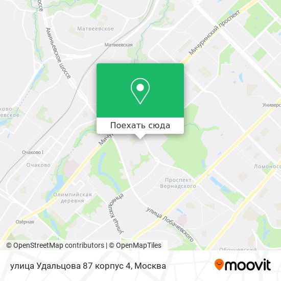 Карта улица Удальцова 87 корпус 4