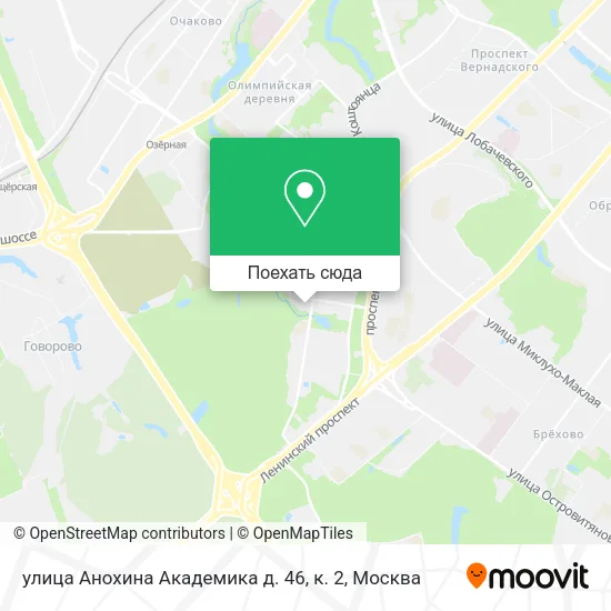 Карта улица Анохина Академика д. 46, к. 2
