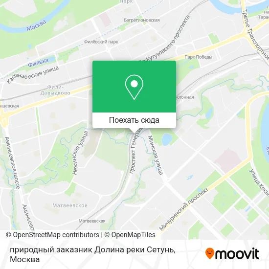 Карта природный заказник Долина реки Сетунь