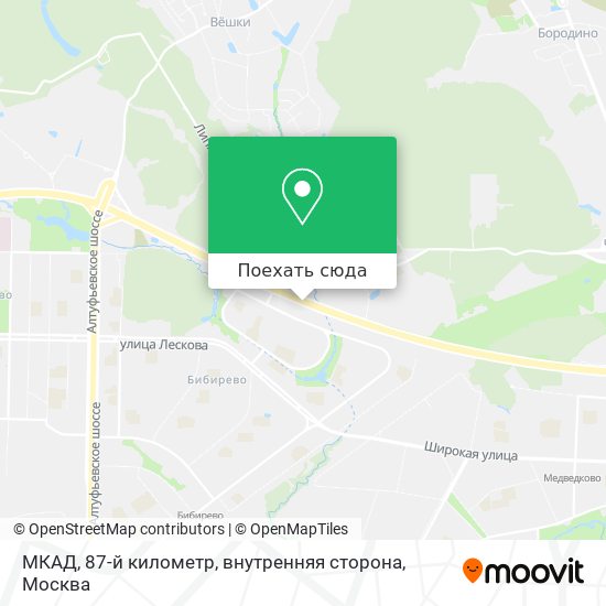 Карта МКАД, 87-й километр, внутренняя сторона