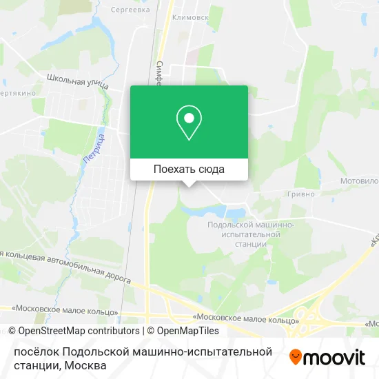 Карта посёлок Подольской машинно-испытательной станции