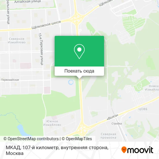 Карта МКАД, 107-й километр, внутренняя сторона