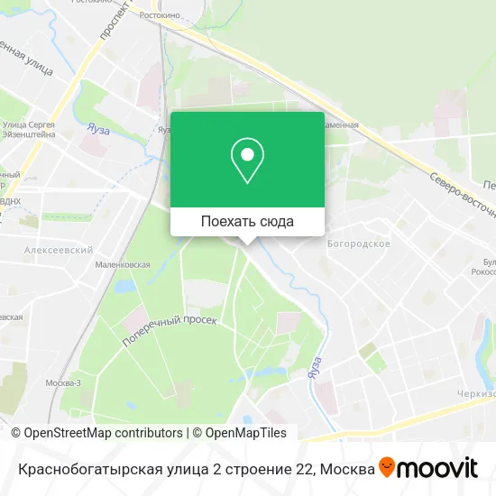Карта Краснобогатырская улица 2 строение 22