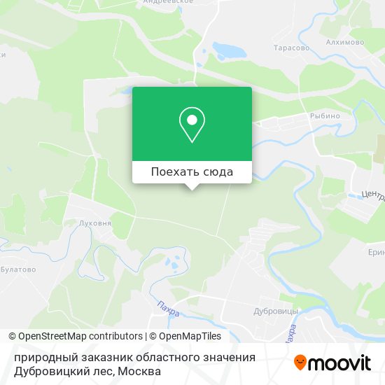 Карта природный заказник областного значения Дубровицкий лес