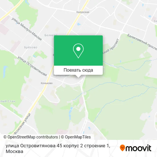 Карта улица Островитянова 45 корпус 2 строение 1