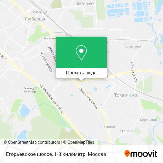 Карта Егорьевское шоссе, 1-й километр