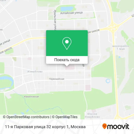 Карта 11-я Парковая улица 32 корпус 1