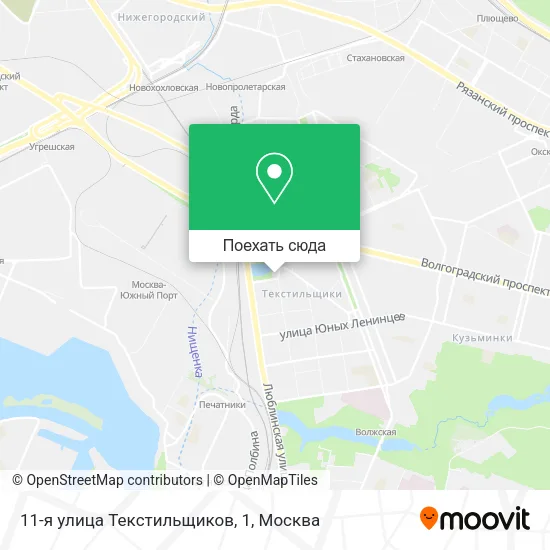 Карта 11-я улица Текстильщиков, 1