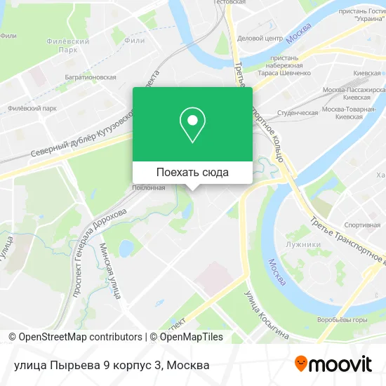 Карта улица Пырьева 9 корпус 3