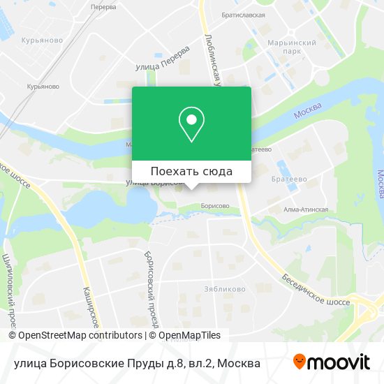 Карта улица Борисовские Пруды д.8, вл.2