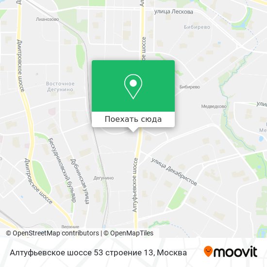 Карта Алтуфьевское шоссе 53 строение 13